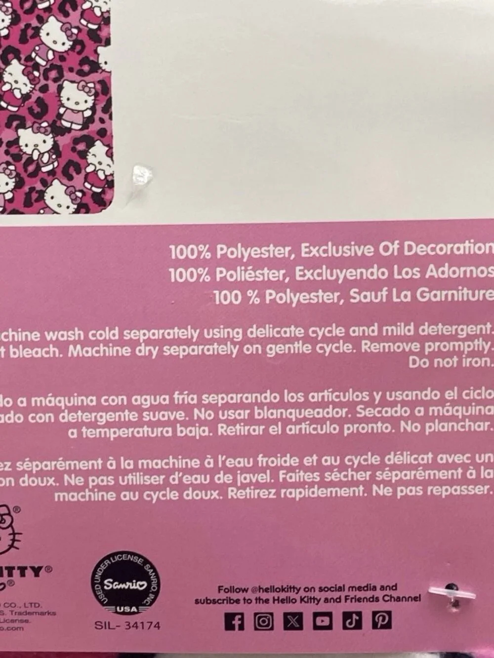 Hello Kitty Pink Leopard Cheetah Print Soft Throw Blanket 50in x 70in Viral NEW